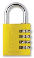 PADLOCK, ALUMINIUM, YELLOW, 40MM - Width:40mm; Shackle Clearance - Horizontal:21.5mm; Shackle Clearance - Vertical:27.5mm; Shackle Diameter:6mm; Lock Material:Aluminium;