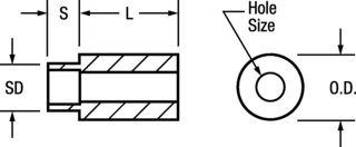 Brass Nickel Spacer, 3.56mm ID, 6.35mm OD, 9.12mm LG