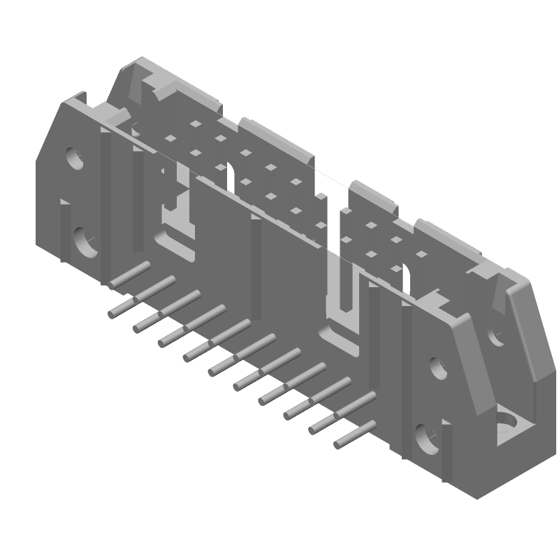 20 Pos 2.54mm RA Solder Header, Shrouded, Male Pin