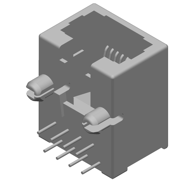 RJ11 Connector, 8 Pos, Female, Right Angle, Solder, Cat 3