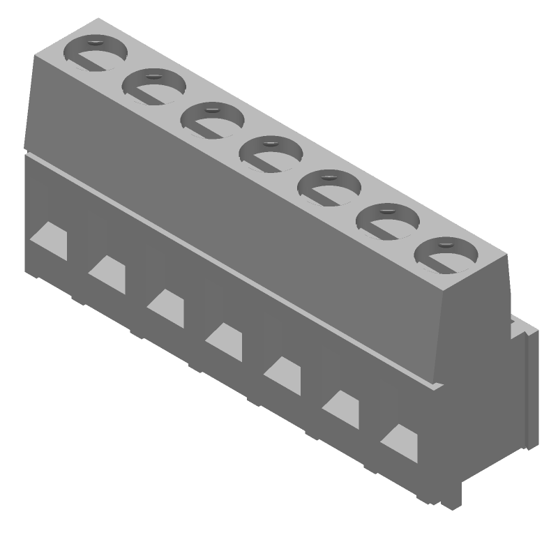 7 Pos Terminal Block, 5mm Pitch, 17.5A, 300V, Straight, Solder