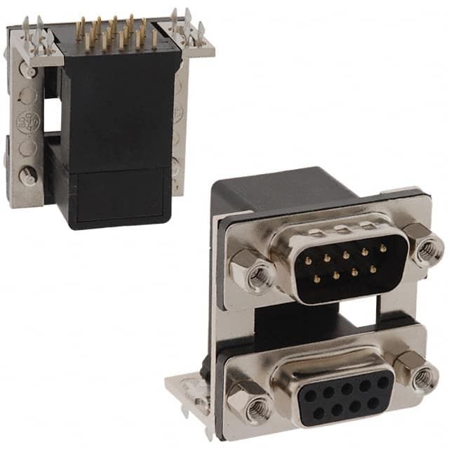 9 Pos D-Sub Connector, Male/Female, Shielded, Gold Plated