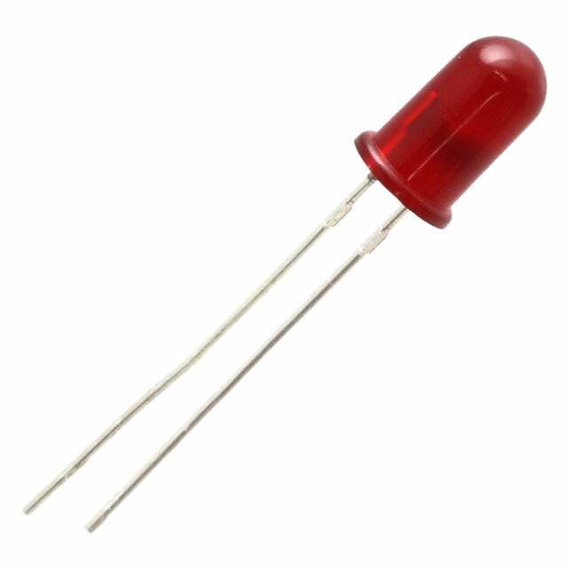 Red Diffused 5mm LED Emitter, Through Hole, 7mA, 2.3mcd