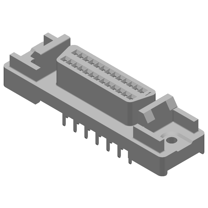 26 Pos Signal Connector, Vertical, Shielded, Gold/Tin Plated