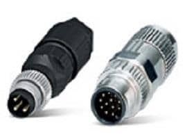 Sensor/actuator flush-type socket, 17-pos. with shroud, A-coded, with angled solder connection, contact insert only