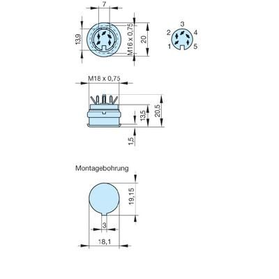 DIN connector Socket, vertical vertical Number of pins: 4 Grey Hirschmann MAB 4100 1 pc(s)