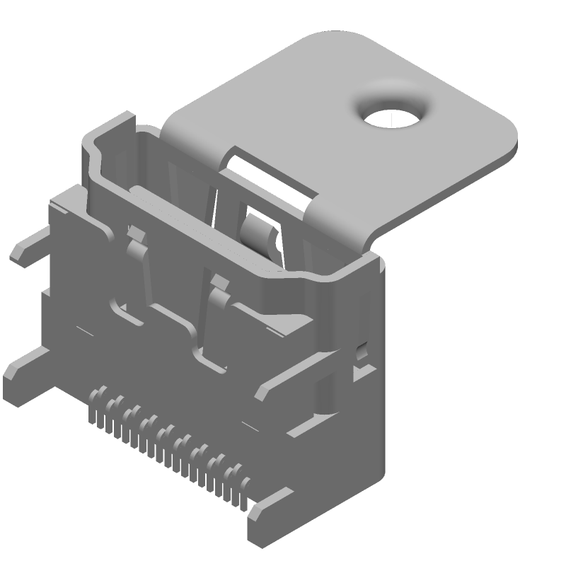 HDMI Receptacle, 19 Pos, Right Angle, SMT, Gold Plated