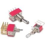 SPDT Toggle Switch, 5A 250VAC, PC Pins, Round Bat Lever, Miniature