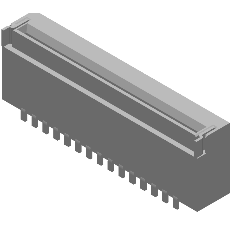 15 Pos FFC/FPC ZIF Conn, 1mm Pitch, RA SMD, 1A, 125V