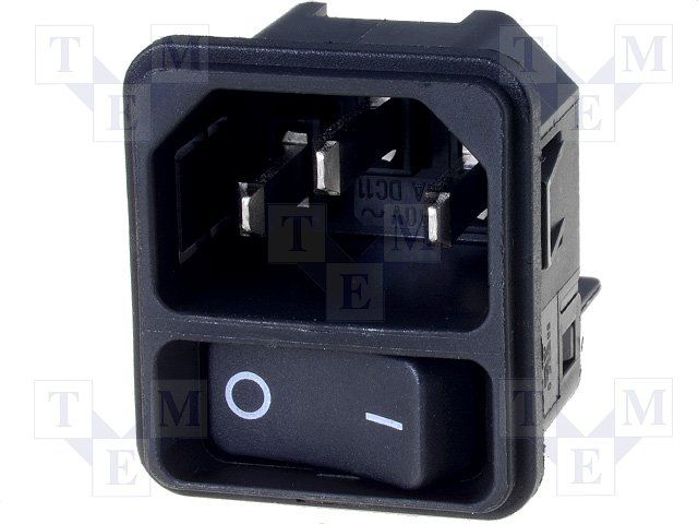 12A 250VAC 3-Pos Unfiltered Power Entry Module, 1-Port, Switch