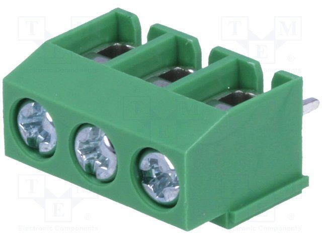 Terminal block DG126-5.0-03P-14-00AH, 3-ways, vertical, 5.00mm, screw [+], green, max wire 2.5mm2, ROHS
