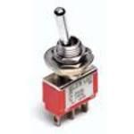 DPDT ON OFF ON Toggle Switch, Long Baton, Vertical RA, PC Pins, 20VAC/VDC, 0.4VA