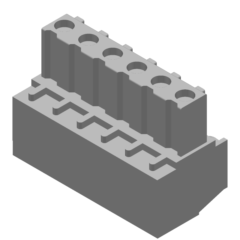 6 Pos Green Termi-Blok Plug, 11A, 300V, Right Angle, Through Hole