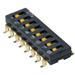 Slide DIP Switch, 10 Pos, 24VDC, 25mA, Gold Plated, Tape & Reel