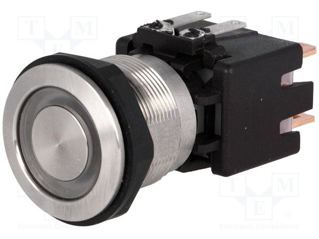 Illuminated Pushbutton Switch, DPST, 12A, 30VDC, Red, Quick Connect