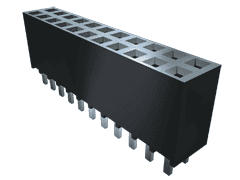 Female 32-Position 3-Row Through Hole Connector with 32 Forked Contacts