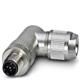 Connector, 5-position, shielded, Plug angled M12, B-coded, Spring-cage connection, knurl material: Nickel-plated brass, external cable diameter 4 mm to 8 mm