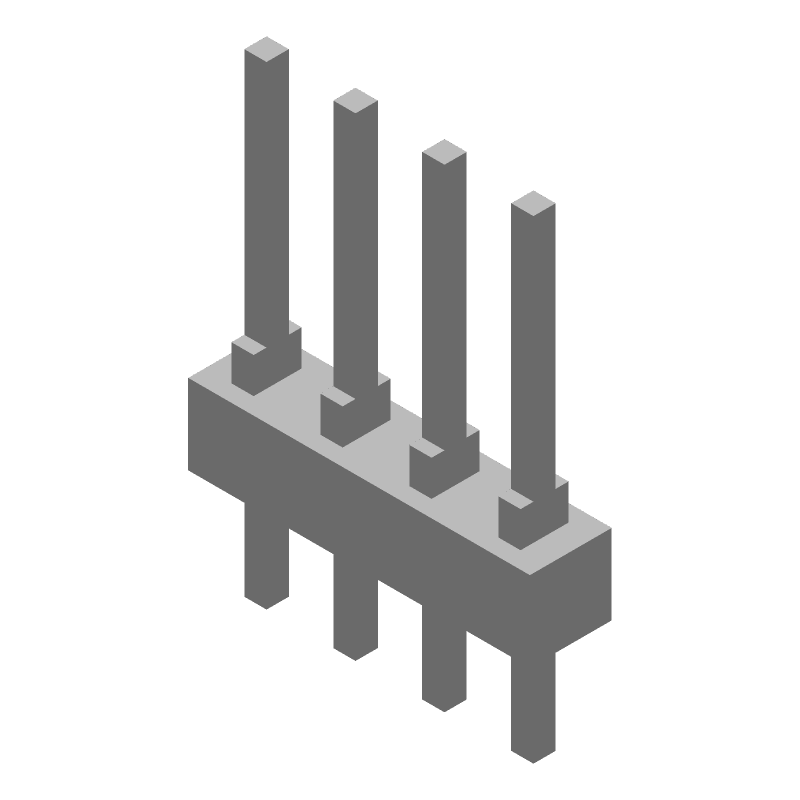 4 Pos Male Header, Straight, 2.54mm Pitch, 3A, Gold