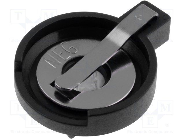 1 Cell Coin/Cylindrical Battery Holder, Through Hole, Steel Contacts