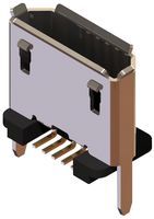 5-Contact USB 2.0 Receptacle, Shielded, Gold Plated, SMT