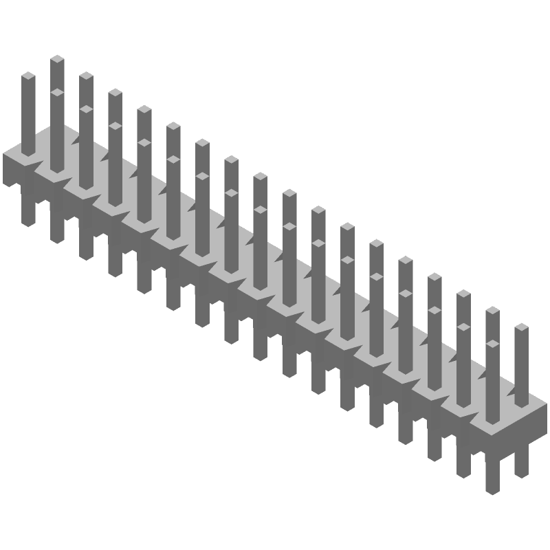 34 Pos 2.54mm Straight Header, Male Pin, 3A, Tin, Thru-Hole