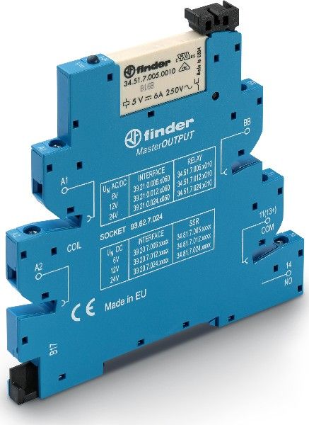 FINDER 39.21.0.125.0060 General Purpose Relay, 39 Series, Interface, SPST-NO, 125 V, 6 A