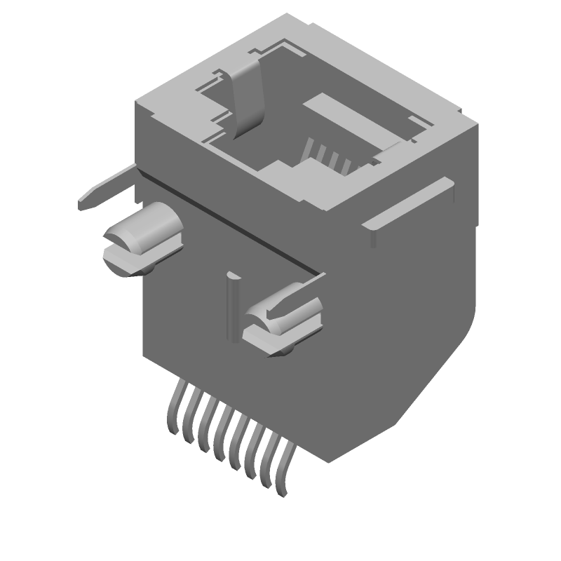 8P RJ45 SMT Connector, Right Angle, Shielded, 1.5A, 150V