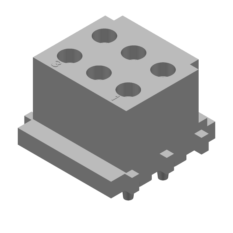6 Pos Power Connector, 12A, 250V, Female Socket, Solder, Thru-Hole