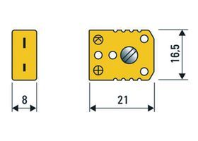 SOCKET, MINI, GREEN, TYPE K; For Use With:K type Thermocouple; Colour:Green; External Length / Height:8mm; External Width:16.5mm; Gender:Receptacle; Height:8mm; Length:21mm; Material:NiCr-Ni; Mounting Type:Panel; Operating ;RoHS Compliant: No