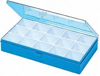 Licefa 15 Cell Blue, Transparent PS, Adjustable Compartment Box, 42mm x 295mm x 175mm