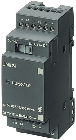 SIEMENS 6ED1 055-1MB00-0BA1 I/O MODULE, 4I/P, 4O/P, 12/24VDC