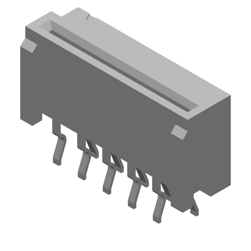 10 Pos FFC/FPC ZIF Conn, 1.25mm Pitch, 1A, 50V, Thru-Hole