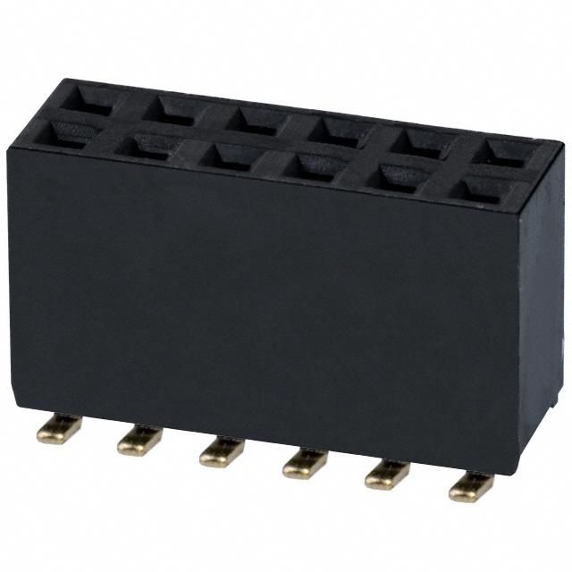 12 Pos 2.54mm Gold Socket Header, SMD, 250V