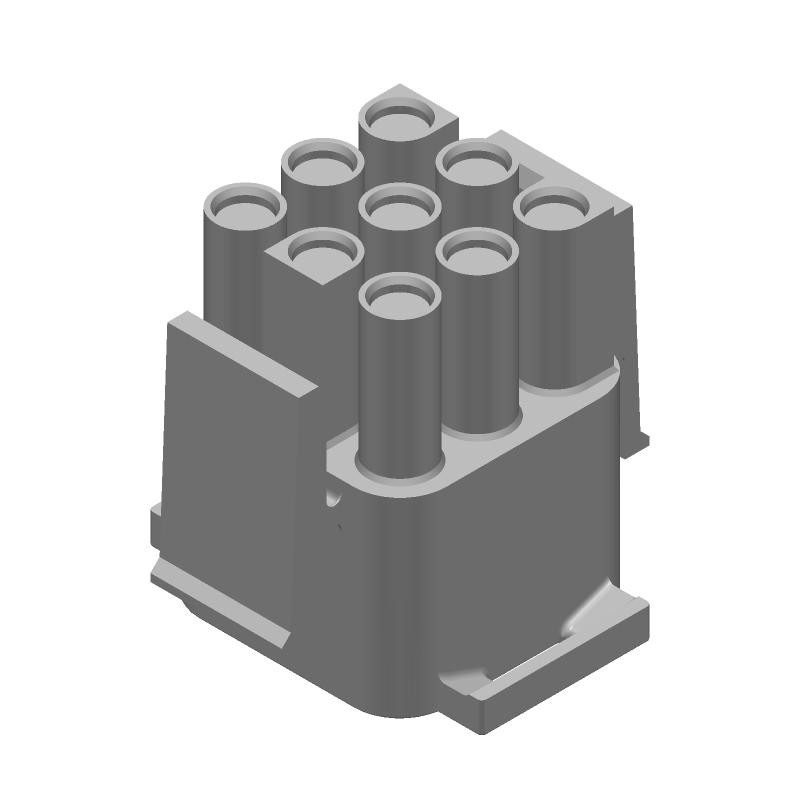 9 Pos 6.35mm Crimp Wire Housing, Male, 19A, 600V