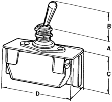 SWITCH, TOGGLE, DPST, 16A, 250V