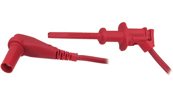 300V 5A Red Silicone Test Leads, Mini Hook to Clip, 48"