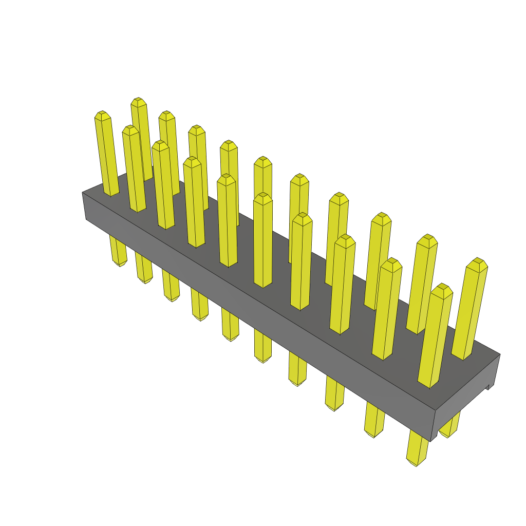 20-Contact Unshrouded Header, HDR, 2mm Pitch, 2-Row, Through Hole Mount