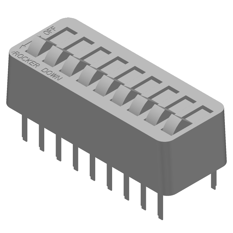 9 Pos Sealed Rotary DIP Switch, SPST, 1A, 40VDC, Gold Contact