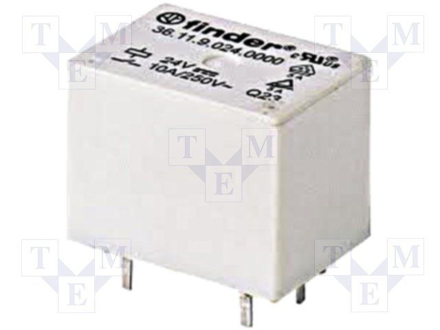 24VDC SPDT Power Relay, 10A, 250VAC, PCB Mount