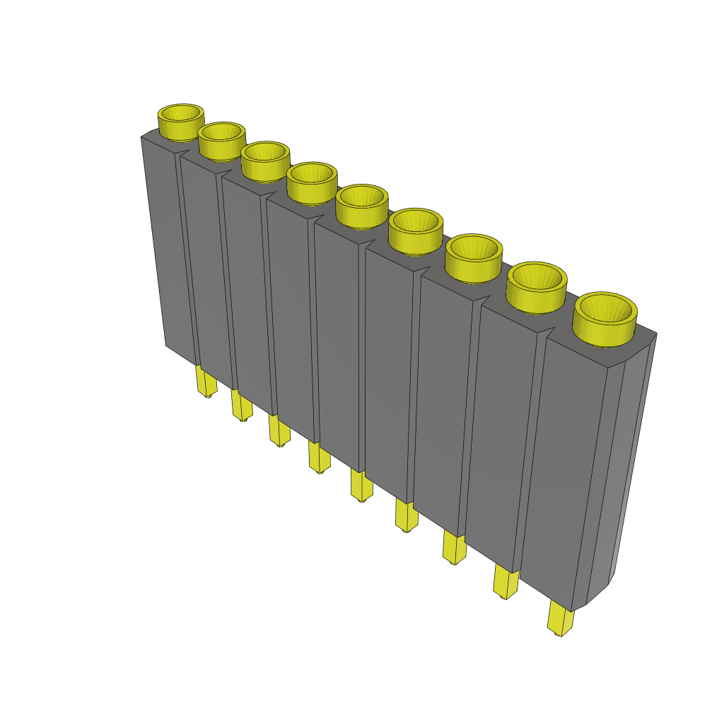 9-Contact Socket Strip Header, SKT, 2.54mm Pitch, Through Hole Mount