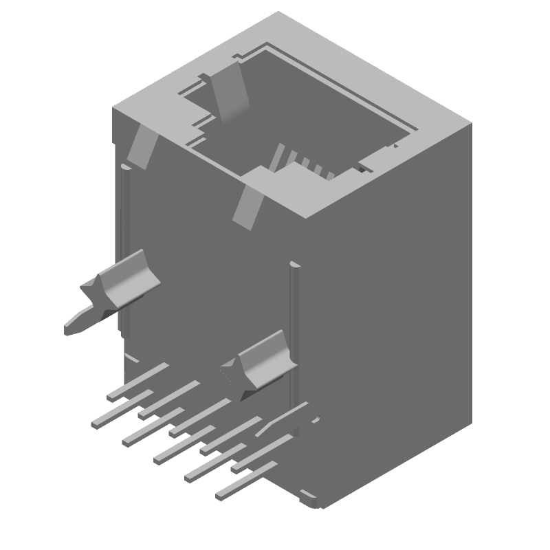 10 Pos Modular Connector, Right Angle, Shielded, 1.5A, 150V