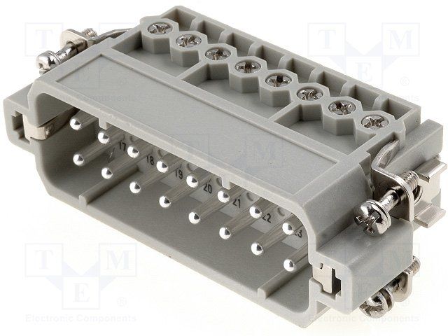 16A 250V Rectangular Connector, Male, 16 Contacts, Screw Term