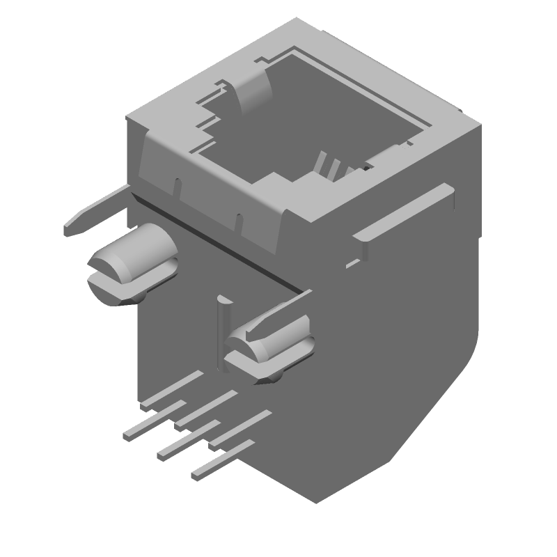 Shielded RJ45 Connector, Right Angle, 6P/6C, Female, Gold Contacts