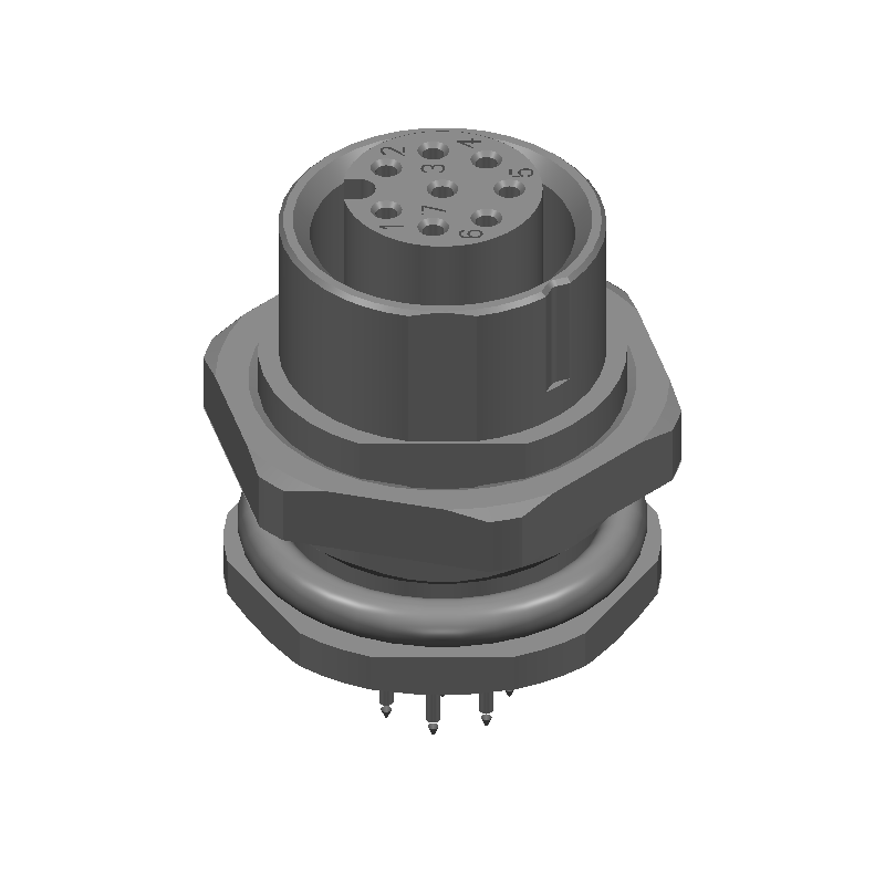 M12 SPEEDCON 8-Pos Female Socket, 2A, 30V, Solder, IP67