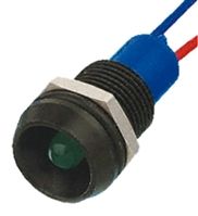 Recessed Indicator Panel Mount, 12.7mm Mounting Hole Size, Green LED, Lead Wires Termination, 5 mm Lamp Size, 110 V ac