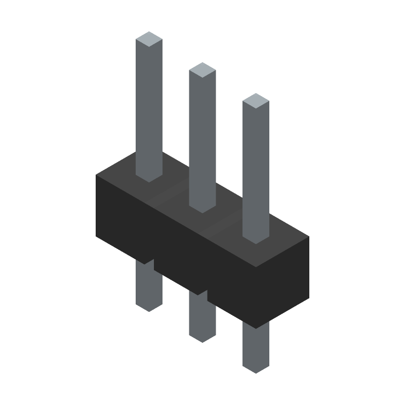 3-Pin Through Hole Header, Black, 0.1inch Pitch, 2.54mm Width
