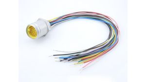 4 Pos Female Circular Connector, 13A, 600V, Gold, Screw Term