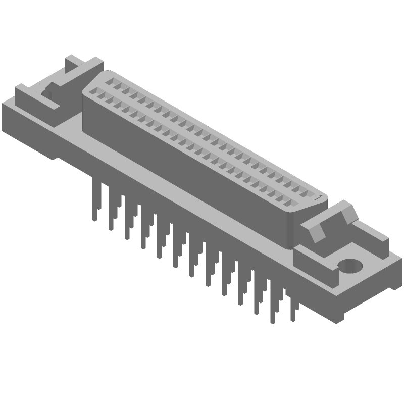 50 Pos Signal Connector, Shielded, Gold/Tin Plated, Through Hole