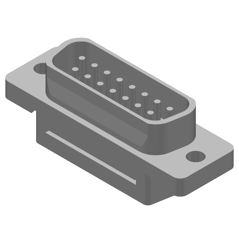 D-Subminiature Connector, 15 Pos, Male, RA, IDC, Shielded, 250V