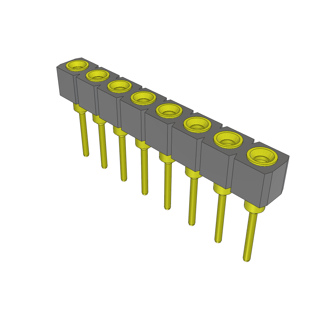 8-Contact Socket Strip Header, SKT, 2.54mm Pitch, Through Hole Mount